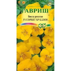 Виола Сорбет XP Еллоу F1 рогатая (Анютины глазки)* 4 шт.