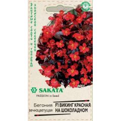 Бегония Викинг красная на шоколадном F1, гибрид. гранул. 4 шт. проб. Саката сер. Элитная клумба