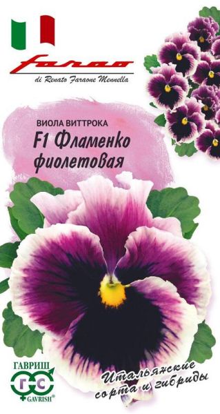 Семена Виола Фламенко фиолетовая F1 Виттрока Анютины глазки 7 шт.