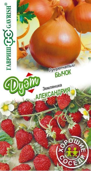 Семена Лук репчатый Бычок 0,5 г и Земляника Александрия 0,03 г