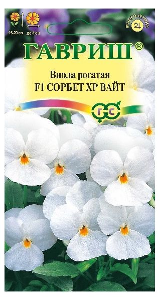 Семена Виола Сорбет XP Вайт F1 рогатая 4 шт.