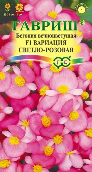 Семена Бегония Вариация светло-розовая F1 вечноцветковая 5 шт.
