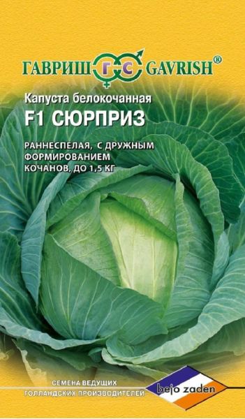 Семена Капуста белокочанная Сюрприз F1 10 шт Голландия