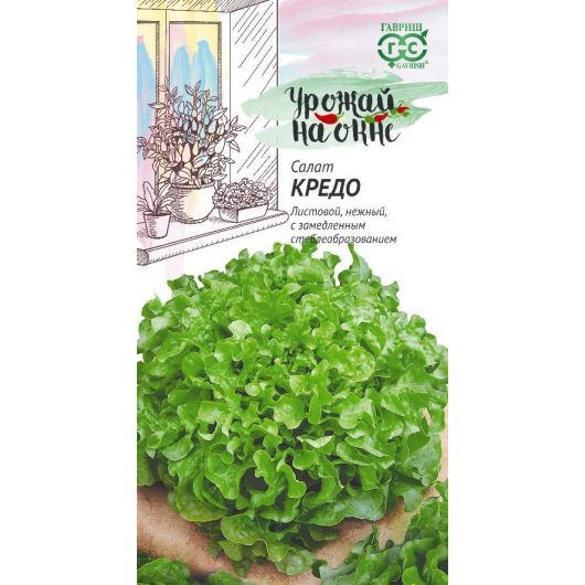 Салат Кредо 0,5 г листовой,темно-зеленый сер. Урожай на окне Салат Кредо 0,5 г листовой,темно-зеленый сер. Урожай на окне