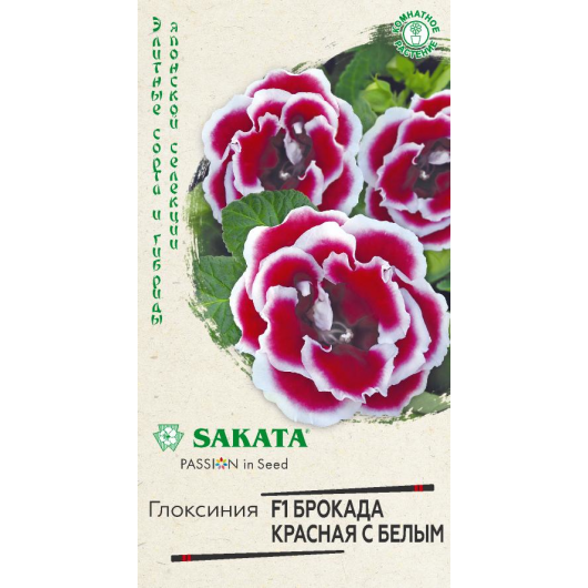 Глоксиния Брокада красная с белым F1 гранул. 4 шт. пробирка Саката серия Эксклюзив