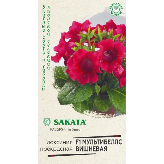 Глоксиния Мультибеллс вишневая F1 гранул. 4 шт. пробирка Саката серия Эксклюзив