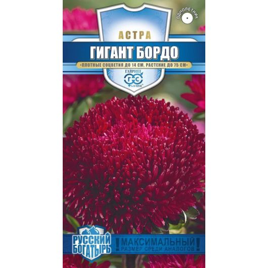 Астра Гигант бордо, однолетняя*  0,05 г (игольчато-коготковая) серия Русский богатырь
