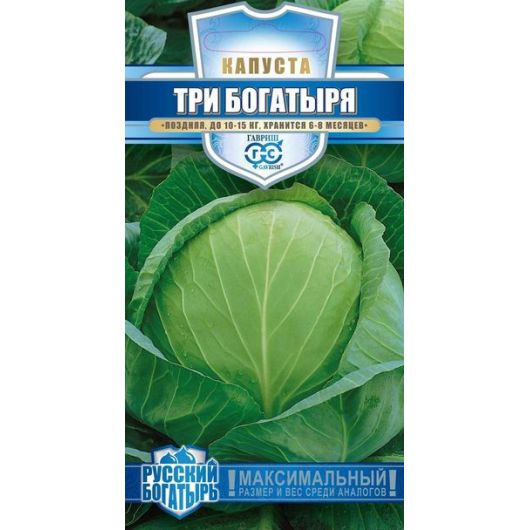 Капуста белокоч. Три богатыря 0,1 г для квашения сер. Русский богатырь