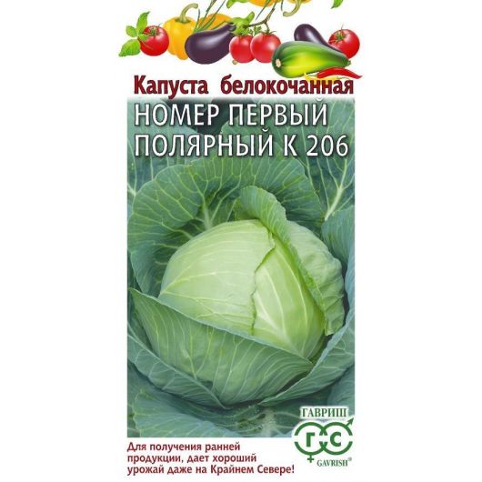 Капуста белокоч. Номер первый полярный К 206  0,5 г (ранняя)