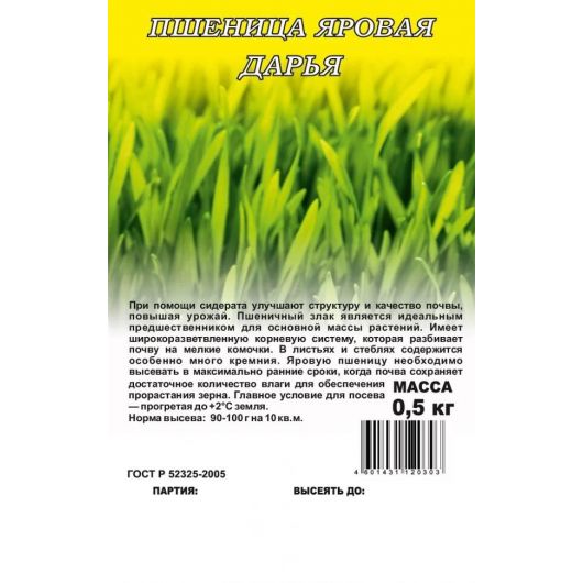 Пшеница яровая Дарья  (сидерат) 1 кг